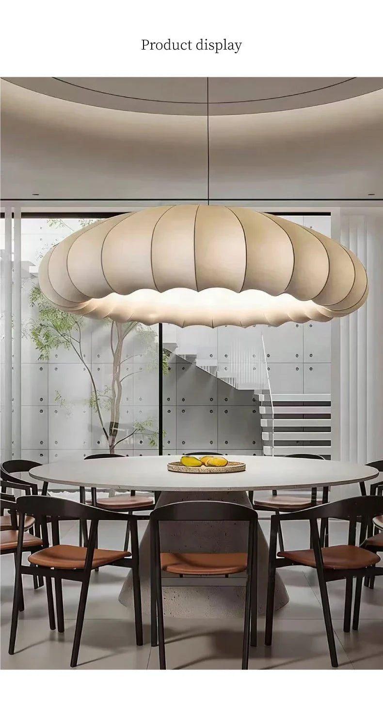 Japanese Wabi Sabi Fabric E27 Pendant Light Living Dining Room Minimalism Chandelier Designer Home Decor Bedroom Hanging Lamp