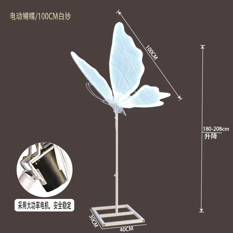 2Pcs New luminous butterfly wedding props road guide lights stage electric wings iron decoration ornaments