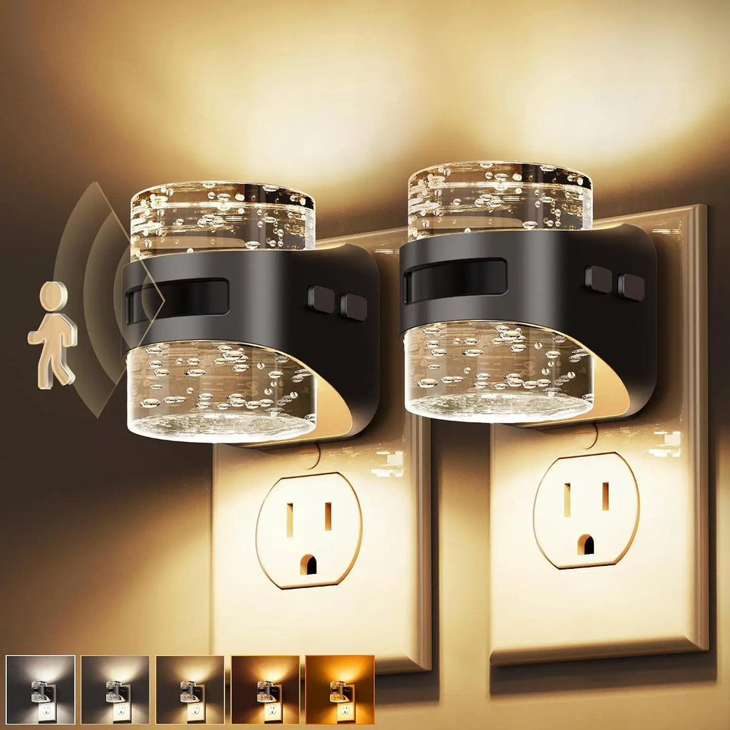 Motion Sensor Night Light, 5CCT Dimmable Plug-in, 2 Pack, Auto Dusk to Dawn for Hallway Bathroom