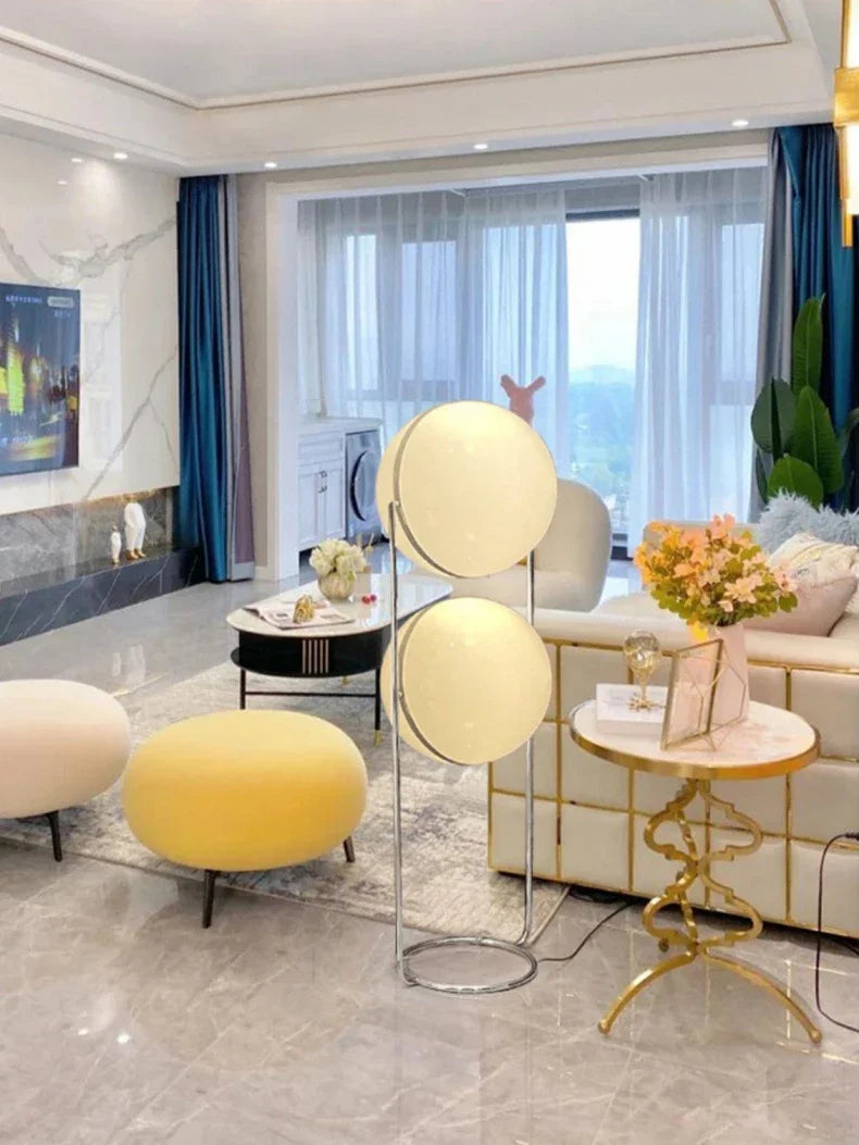 Garrault Delord Floor Lamp Chrome Metal White Acrylic Ball Floor Light Living Room Hotel Room Sofa Decoration Lamp