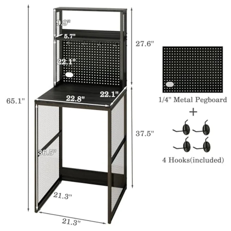 Kitchen Bakers Racks with Storage Mini Fridge Stand Utility Storage Shelf Coffee Bar Table Microwave Oven Stand with Mini Fridg