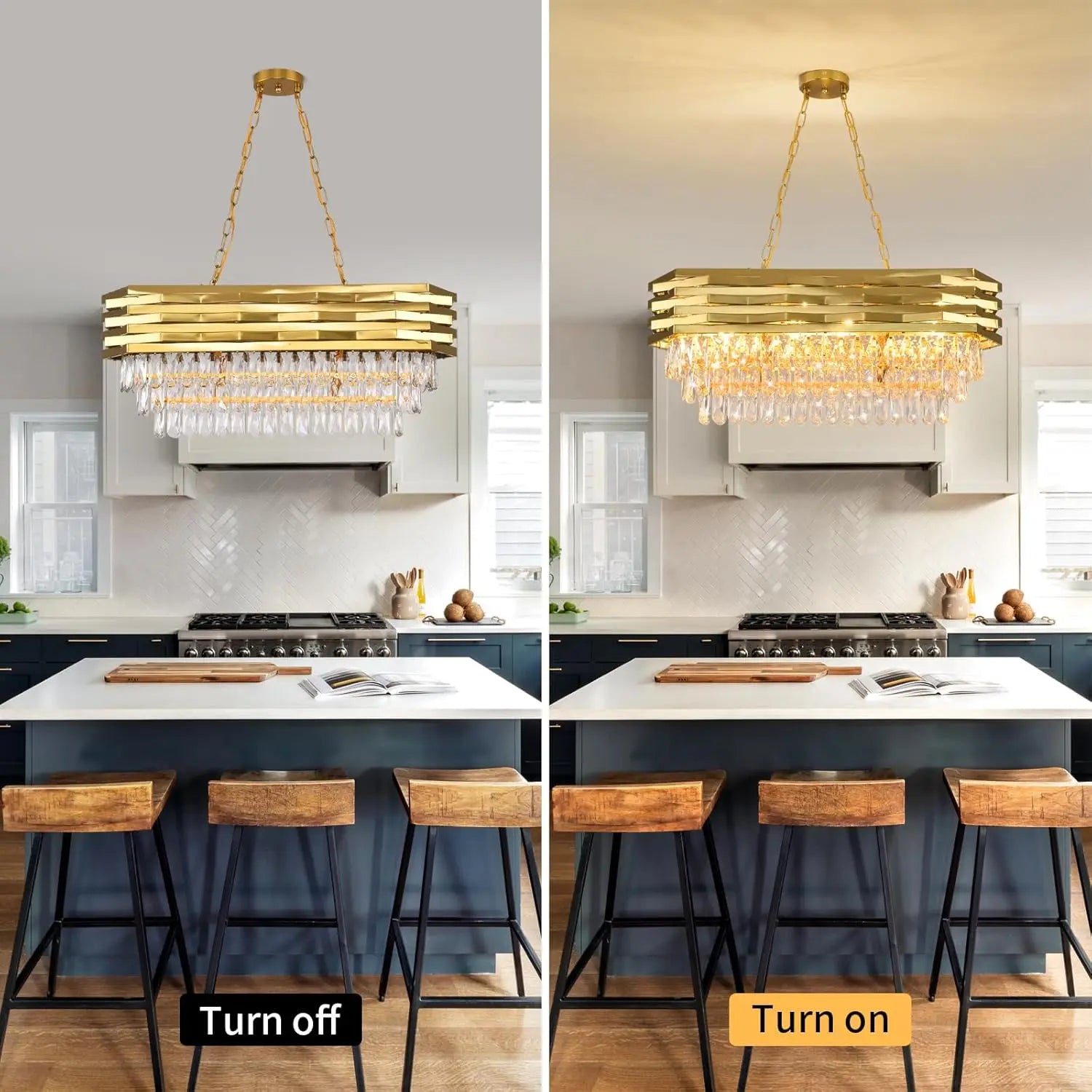 Gold Modern Crystal Chandeliers for Dining Room 8-Light Gold Chandelier Living Room Dining Room Chandelier Over Table Oval Ceili