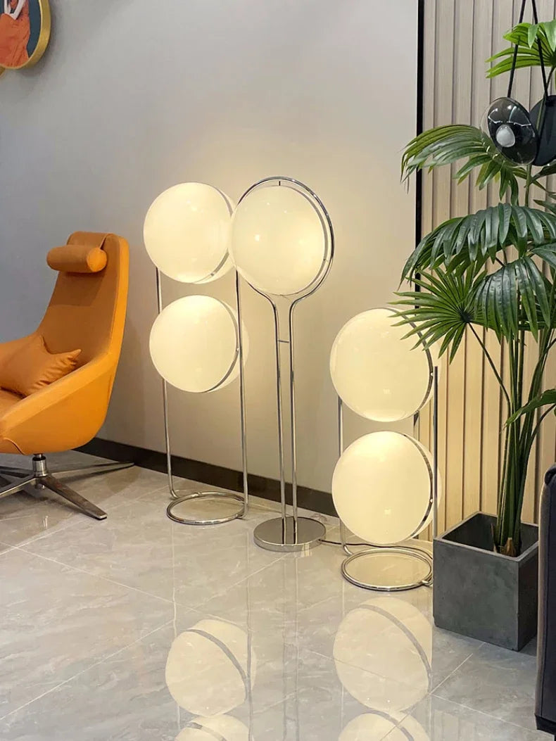 Garrault Delord Floor Lamp Chrome Metal White Acrylic Ball Floor Light Living Room Hotel Room Sofa Decoration Lamp
