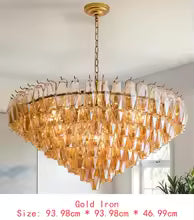 Modern 54" Rectangle Gold Chandelier, 12-Light Smoke Glass Pendant Light for Dining Room, Kitchen, Living Room & Bedroom,