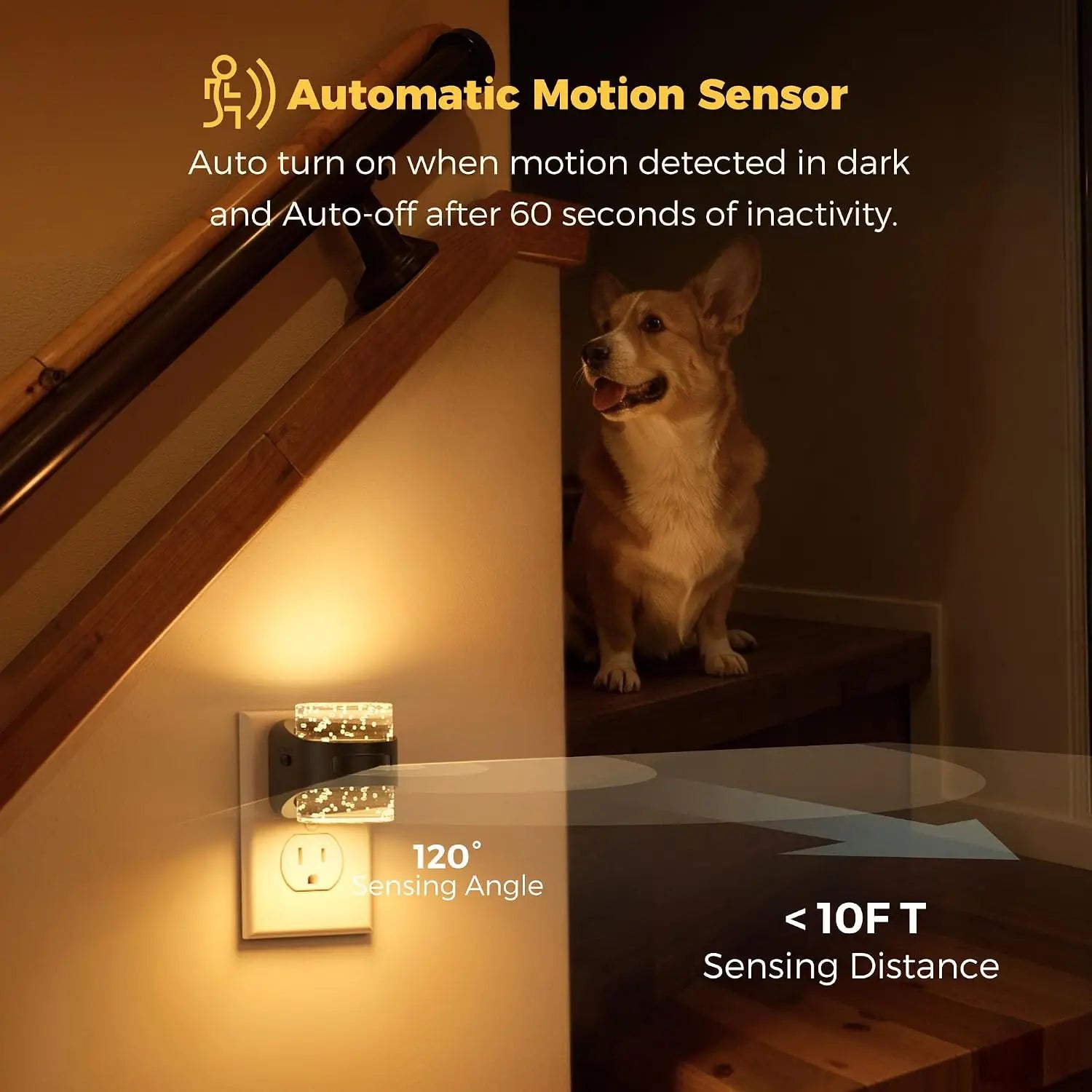 Motion Sensor Night Light, 5CCT Dimmable Plug-in, 2 Pack, Auto Dusk to Dawn for Hallway Bathroom