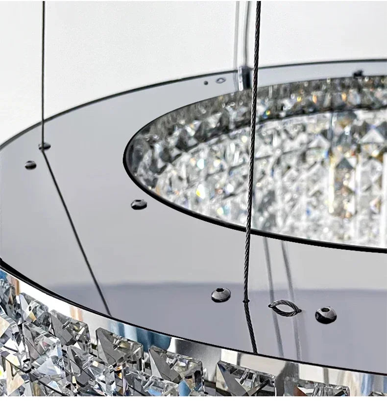 Led Crystal Chandelier For Dining Room Modern Rectangle Hanging Lamp Luxury Home Decor Indoor Lighting Gold/Silver Kitchen Light