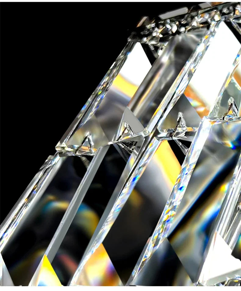 Led Crystal Chandelier For Dining Room Modern Rectangle Hanging Lamp Luxury Home Decor Indoor Lighting Gold/Silver Kitchen Light