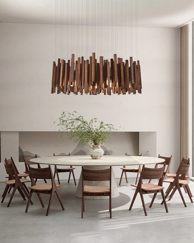 Retro Wooden Hanging Chandelier Light For Dining Living Room Farmhouse Kitchen Table Solid Wood Led Pendant Chandelier Lamp
